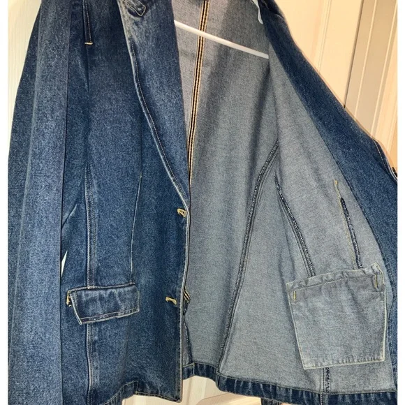 Bushwacker Denim Blazer Jacket Women’s Size 16 Blue Jean Coat 100% Cotton Fall - Picture 7 of 7